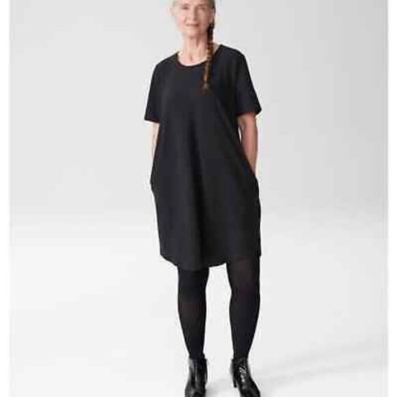 Universal Standard NEW Halie Minimalist Black Lantern T-shirt Dress SZ S - Picture 1 of 9